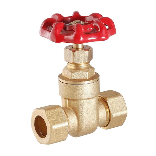Thrifco Plumbing 1/2 Inch, 5/8 Inch O.D. Brass Compression Gate Valve 6414031 - main